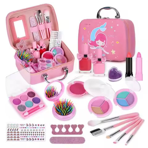 Girls Real Makeup Kit Washable Princess Play Makeup Set Kids Toys Safe Non Toxic Girls Pretend Play Birthday for Kids Gifts https://tinyurl.com/2do3dend