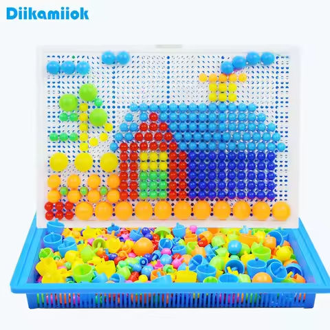 296pcs Mushroom Nail 3D Puzzle Blocks Kids Montessori Games Color Cognition Intellectual Educational Toys for Children Gifts https://tinyurl.com/26a59bzc