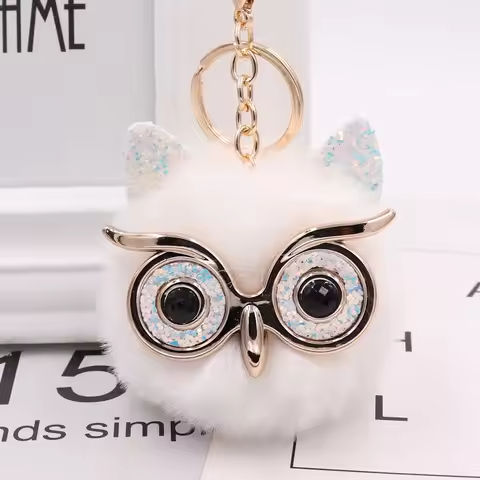 Owl Plush Keychain Cute Fluffy Big Eyes Glitter Charm Bag Pendant Car Animal Women’s Gifts Trinket Best Gift Keyring Accessories https://tinyurl.com/2a65c7dz