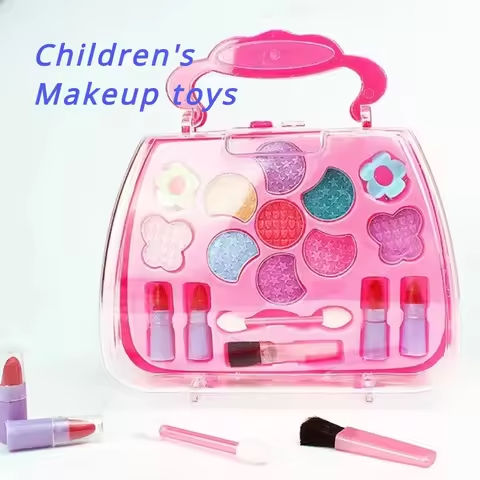 Girls Make Up Box Play House Toy Eye Shadow Little Girl Princess Makeup Cosmetics Handbag Funny Safe Water Soluble Birthday Gift https://tinyurl.com/224oz959