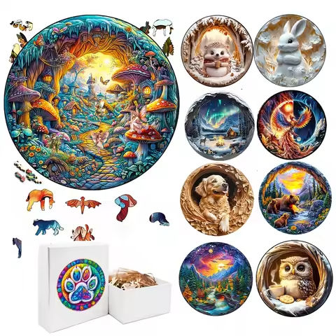 3D Mushroom Village Wooden Jigsaw Puzzle Montessori Games Puzzles Animal Toy for Adults Kids Exquisite Pattern Birthday Gift https://tinyurl.com/25c5rqp3