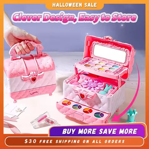 Kids Multi-Layer Foldable Makeup Set – Pretend Play Cosmetic Kit for Girls, Educational and Learning Toy with Storage Box https://tinyurl.com/26pdhsc2