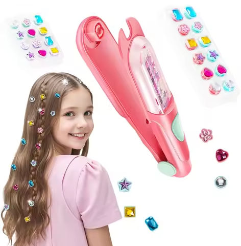 Hair Gem Stamper Kit Blingling Hair Jewels for Girls Toys Hair Styling Tool with Reusable Shining Diamonds Pretend Play Toy Gift https://tinyurl.com/2b5u2ave