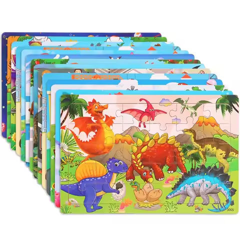 NEW Wooden 30pcs Puzzles Children Animal Dinosaur Cartoon Plane Puzzle Baby Early Education and Intellectual Building Block Toys https://tinyurl.com/2xrw2wuc