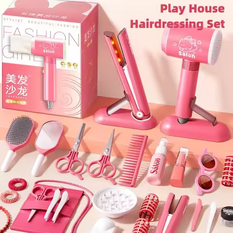 Girls Beauty Salon Set Kids Hair Beauty Makeup Set Simulation Hair Dryer Fashion Styling Tool Pretend Play House Gift Fun Game https://tinyurl.com/2c8jzeu2