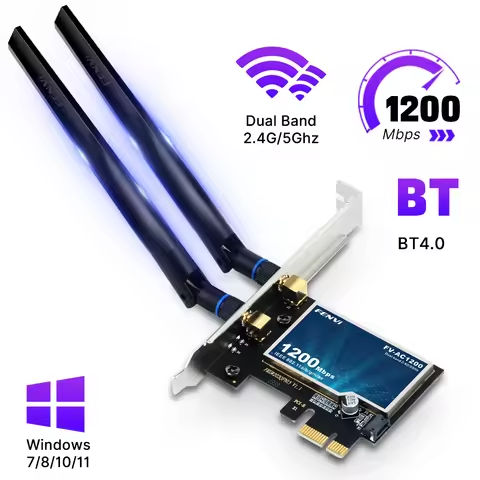 FENVI WiFi 5 PCI-E Wireless Adapter AC1200 Network Card Dual Band 2.4G/5GHz 802.11AC For Bluetooth 4.0 Desktop Windows 7/8/10/11 https://tinyurl.com/2dx724lo
