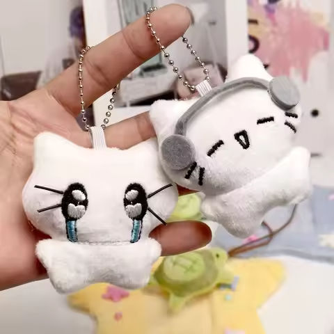 Cute Headphones Kitten Couple Keychain Mini Crying Cat Doll Plush Keyring Cartoon Dog Bee Bag Pendant Charms Backpack Decoration https://tinyurl.com/29zwdlaw