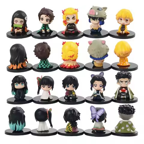 10pcs/Set Q Version Demon Slayer Sitting Ghost Doll Tanjiro Nidouzi Inosuke Zenizu Figure Action Figure Movie Model kid Toy Gift https://tinyurl.com/246zyevt