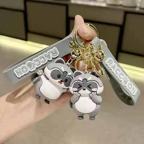 Cartoon Fashion Cute Raccoon Animal Silicone Doll Keychain Creative Trend Cartoon Girl Heart Soft Rubber Keychain Gift Pendant https://tinyurl.com/2dpvlsd4