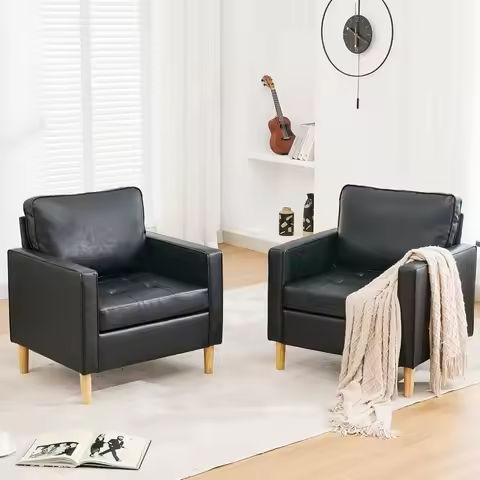 COMHOMA Mid Century Accent Chair, Modern Upholstered Armchair with Solid Wood Armrest for Living Room, Bedroom, Sunroom, Balcony https://tinyurl.com/248g974n