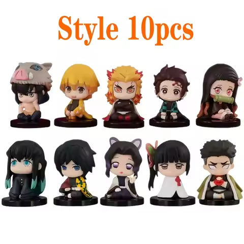 10Pcs/Style Q Version Demon Slayer Sitting Ghost Doll Tanjiro Nidouzi Inosuke Zenizu Figure Action Figure Movie Model Toy Gift https://tinyurl.com/29qn5cws