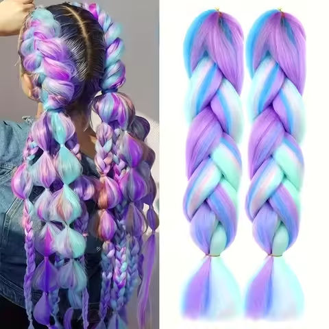 Synthetic 1Pcs 24inch 100g Braiding Hair Box Braids Colorful Twist Braiding Hair Extensions Synthetic Crochet Braiding https://tinyurl.com/2d4476qb