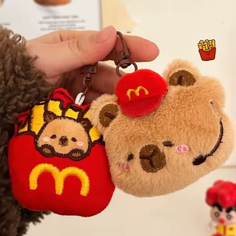 Creative Soft Stuffed Animal Capybara Keychain Plush Capybara Fast Food Series Cartoon Bag Pendant Backpack Car Keyring https://tinyurl.com/2yl7hdko