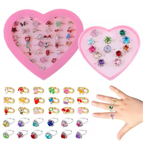 Children Rings Adjustable Exquisite Jewelry Cartoon Fashion Makeup Pretend Play Girls Birthday Gifts Kids Rewards TMZ https://tinyurl.com/28oejrsf