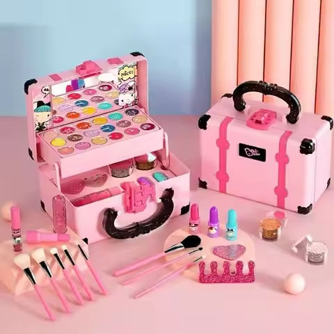 Children Makeup Cosmetics Pretend Playing Box Princess Make Up Girl Toy Play Set Lipstick Eye Shadow Safety Nontoxic Kit Toy Kid https://tinyurl.com/2d9syb9x