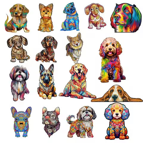 Wooden Puzzle Adult Kids Jigsaw Puzzles Puppy Dog 3D Animal Puzzles Boutique Gift Box Packaging Children Christmas Gifts Toys https://tinyurl.com/2cbman9g