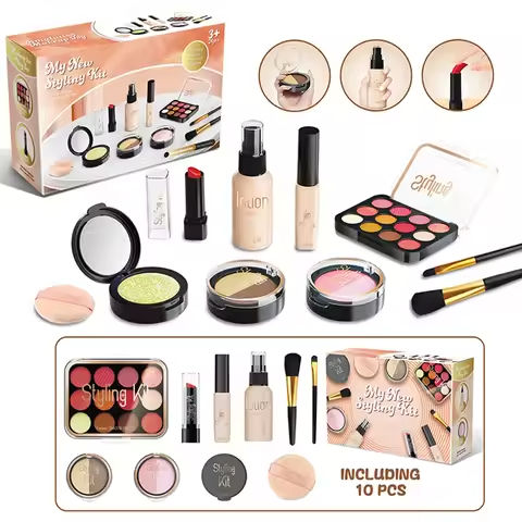 Pretend Fake Makeup Set for Toddler Girl Beauty Toy Simulation Not Real Cosmetics Eye Shadow Palette Lipstick Applicator Kid Toy https://tinyurl.com/2c3mkgwu