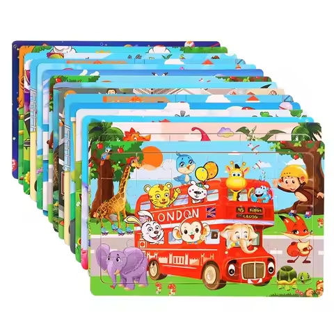 New 30 Pieces Wooden Puzzles Cartoon Animal Traffic Tangram Wood 3d Puzzle Montessori Educational Toys for Children Gifts https://tinyurl.com/25x8ezwq