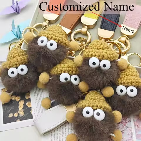 Kawaii Mink Fur Lanyard Custom Name Keychain Cute Briquettes Fluffy Keyring Fairy Toy Key Chain Ring Mini Plush Gift https://tinyurl.com/2bnytvtb