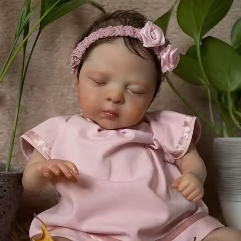 1PC 10in 26cm mini Reborn doll, wearing pink dress, cute reality simulation doll, hand-rooted hair, https://tinyurl.com/24ug2te8