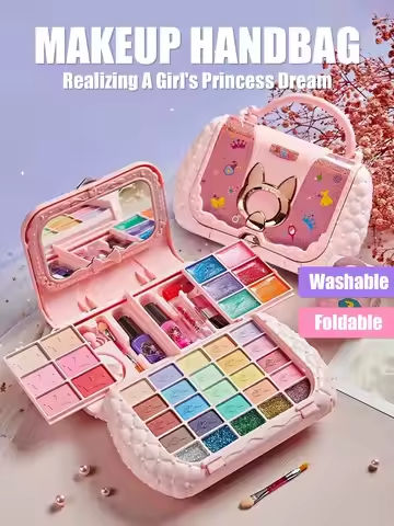 Kids Beauty Toys Makeup Kit Little Bag Washable Pretend Play Cosmetic Set Toys with Mirror Non-Toxic & Safe Birthday Gifts Girl https://tinyurl.com/23wfowl8
