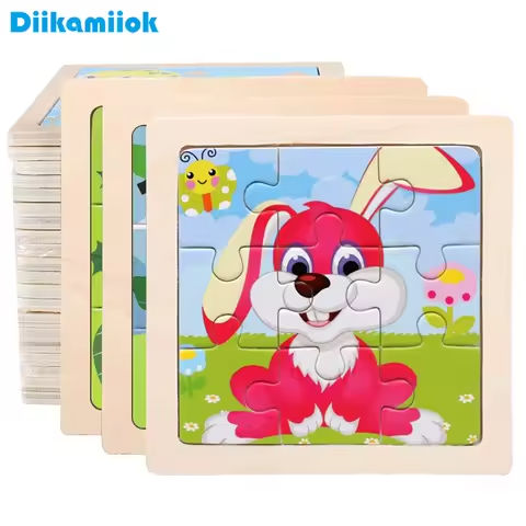 11cm/4.33in Kids Wooden Jigsaw Puzzle Games Cartoon Animal Vehicle Pattern Children Montessori Educational Toys https://tinyurl.com/25ndmpzt