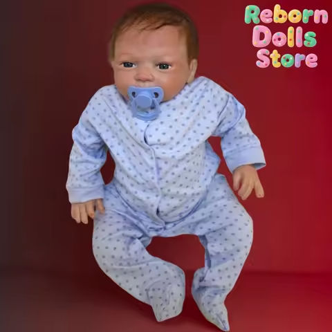 20-Inch Handmade Bebe Reborn Doll: Soft Vinyl Newborn with Cloth Body, Rooted Hair, Blue Dot Dress – Perfect Gift Toy https://tinyurl.com/2dy6kjxc
