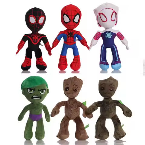 24-37CM Movie Avengers Spider Man Plush Toys Groot Hulk Gwen Peter Parker Anime Dolls Soft Stuffed Toy For Kids Adult https://tinyurl.com/26fcf3b9
