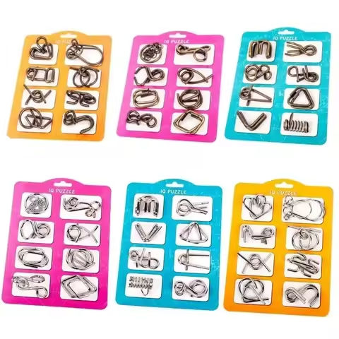8Pcs/Set Metal Puzzle Wire IQ Mind Brain Teaser Puzzles Children Adults Interactive Game Reliever Educational Toys Montessori https://tinyurl.com/25wkzqjf
