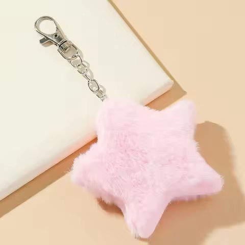 New Star Plush Pendant Keychains for Women Girls Pentagram Key Chains Rings Hairball Bag Keyring Holder Charm Jewelry Accessory https://tinyurl.com/2xkgk6w9