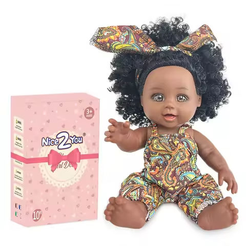 10 inch Black Baby Doll American African Black Girl Doll with Dress Realistic Reborn Baby Doll For Kids Silicone Toys Gift https://tinyurl.com/255cho35