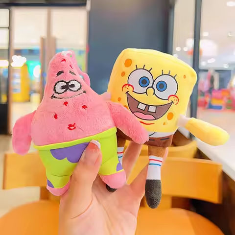 Kawaii Spongebob Squarepants Keychain Patrick Star Keyring Doll Backpack Pendant Bag Plush Toy Plushie Keychain Anime Girl Gift https://tinyurl.com/29tnhglk