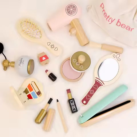 Children Wooden simulation makeup Toy Makeup Bag Simulation Girl Make Up Set Cosmetics Toys Birthday Gift for Girl https://tinyurl.com/29fx65gk