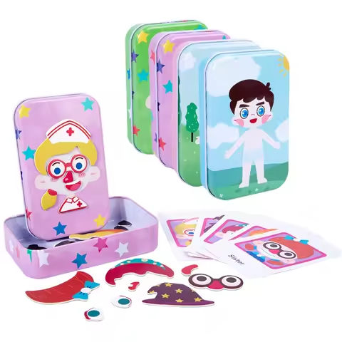 Magnetic 3D Puzzle Children Dress Up Expression Travel Tin Box Jigsaw Game Early Education Imagination Toys Gifts For Girls https://tinyurl.com/28ml7u96