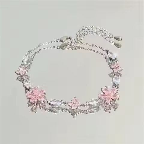 Korean Elegant Cherry Blossom Bow Zircon Bracelet For Women Y2K Sweet Girls Crystal Flowers Bracelets Wedding Party Jewelry Gift https://tinyurl.com/2a9me664