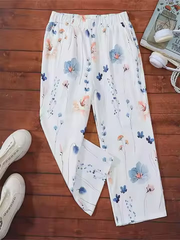 Plus Size Amazon Europe Women’s Spring Summer New Slimming Trousers Lace Splicing Elastic Pants Women’s Clothing https://tinyurl.com/232xzkj9