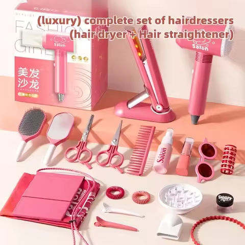 Girls Beauty Salon Set Kids Hair Beauty Makeup Set Simulation Hair Dryer Fashion Styling Tool Pretend Play House Gift Fun Game https://tinyurl.com/29c5dofp