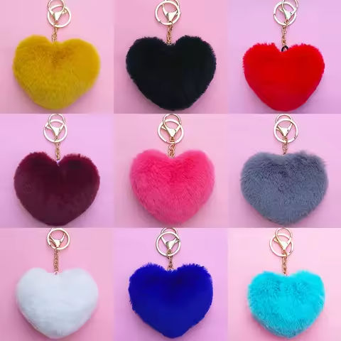 BeautIful Rainbow Plush Balls Love Key Chain Decorative Pendant for Women Bag Car Fashion Jewelry Keyring Heart Pompoms Keychain https://tinyurl.com/2agwmfx8