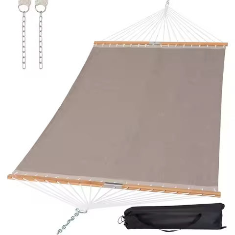 Hammocks 12 FT Double Quilted Fabric，with Spreader Bars and Detachable Pillow,2 Person Hammock https://tinyurl.com/29vy3nw4