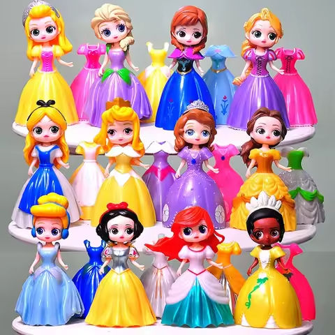 24pcs/set 8cm Disney Princess Figure Toys Snow White Sofia Belle Cinderella Alice Anna Sleeping Beauty Dress Changeable Gift https://tinyurl.com/2yuqgsx2