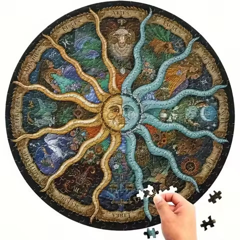 Adult Round Puzzle 1000 Pieces 12 constellations Challenge Games Learning Educational Puzzle Toys Moon Puzzle Space Flat Puzzle https://tinyurl.com/29s4kqa6
