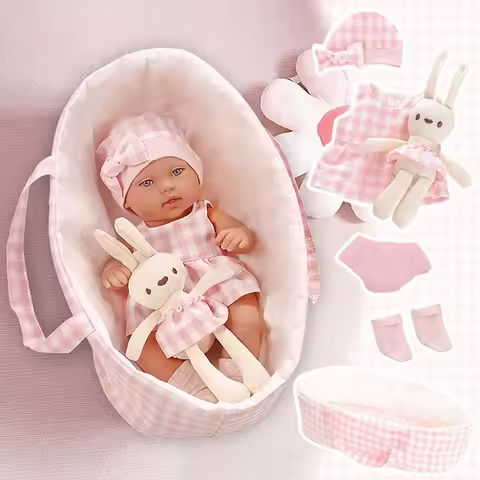 14Inch/35CM Doll With Clothes Cute Rabbit and Sleeping basket Bebe Baby Reborn Doll kids Soothing Newborn Doll Best Girls Gift https://tinyurl.com/25tw8lqe