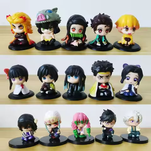 15 PCS/Set Q Version Demon Slayer Sitting Ghost Doll Tanjiro Nidouzi Inosuke Zenizu Figure Action Figure Movie Model Toys Doll https://tinyurl.com/27dhwk59