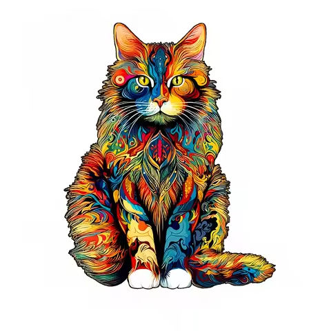 unique Cat Pattern Wooden Puzzle,Irregular Animal Shapes,  Leisure toys, The Gift for Halloween, Christmas, Birthday. https://tinyurl.com/2cgz5fv6