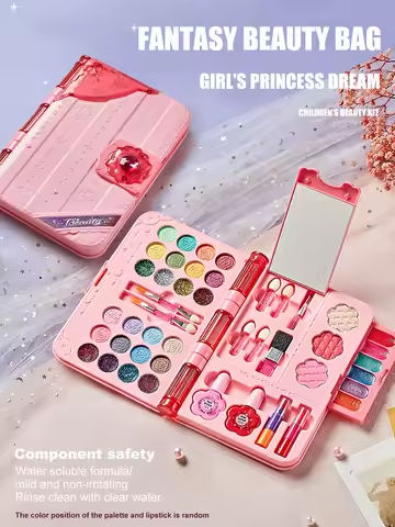 Kids Makeup Kit for Girl, Washable Play Make Up Toys Set with Mirror, Beauty Dress Up Set Toys for Age 3 4 5 6 7 8 9 10 11 12 Ye https://tinyurl.com/2cmar8db
