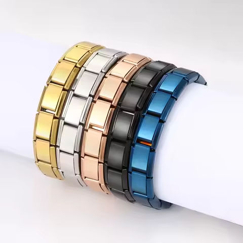 Trendy Square Italy Stainless Steel Bracelets For Women Men HipHop Metal Italian Modules Stretchable Gift Birthday Party Jewelry https://tinyurl.com/2dpu3xgg