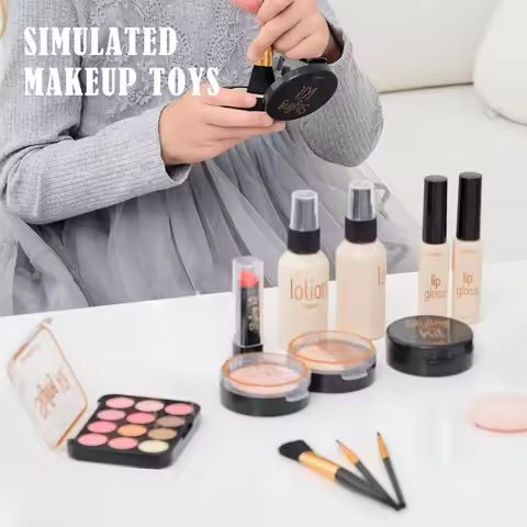 Simulated Makeup Toys, Play Cosmetics Girl Gifts Fake Makeup Set Toy Simulated Lipstick Powder Blusher Not Real Makeup for Kids https://tinyurl.com/2bjlq9mr