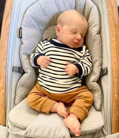 NPK 49CM Newborn Baby Doll Reborn Loulou Asleep Soft Cuddly Body Lifelike 3D Skin with Visible Veins High Quality Handmade Doll https://tinyurl.com/25j89xl9