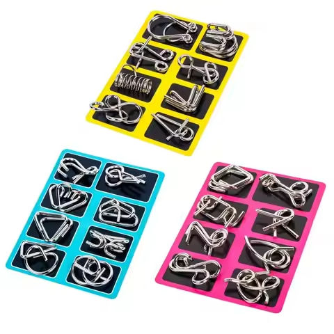 8Pcs/Set Montessori Metal Puzzle Wire IQ Mind Brain Teaser Puzzles Adults Interactive Game Reliever Educational Toys https://tinyurl.com/22qvqm7l
