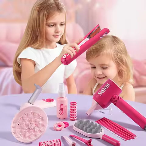 Girl Beauty Salon Set Pretend Play Doll Hair Stylist Hairdryer Curling Iron Hair stick Simulation Makeup Hairdressing Toy Gift https://tinyurl.com/296pkdux